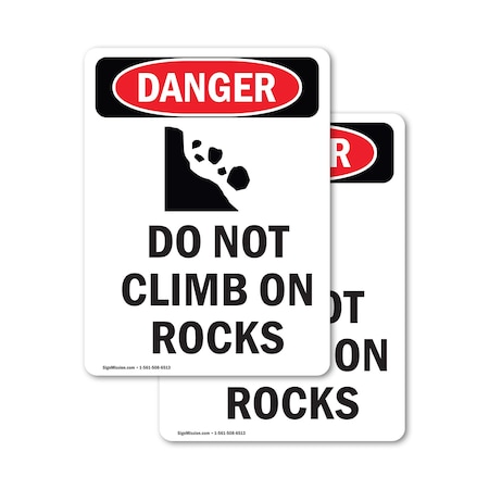 Signmission Do Not Climb On Rocks, 3.5 in W x Rectangle, Vinyl Decal OS-2PACK-DS-D-35-V-2090